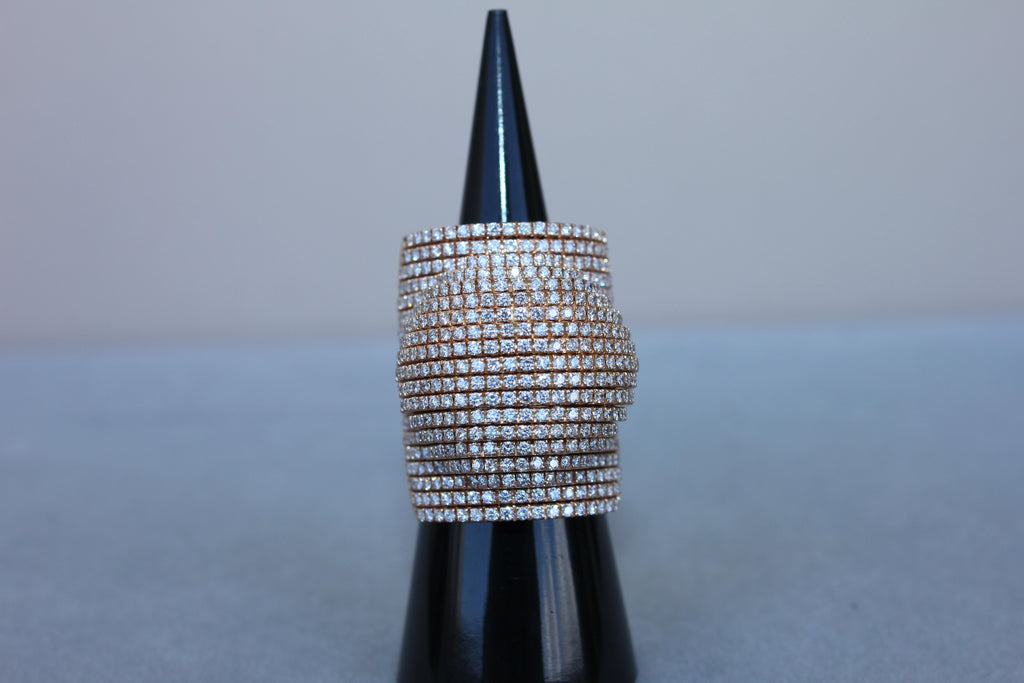 Palmiero Unique White Diamond Brilliant Pave 18 Karat Rose Gold Unique Dome Ring