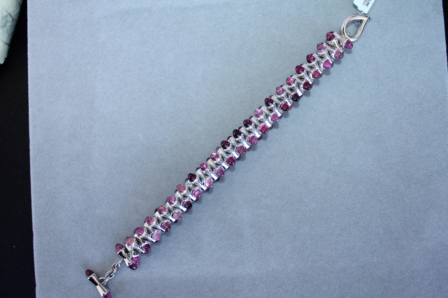 Tamara Commoli Pink Tourmaline Rubellite Mikado 18K White Gold Unique Bracelet