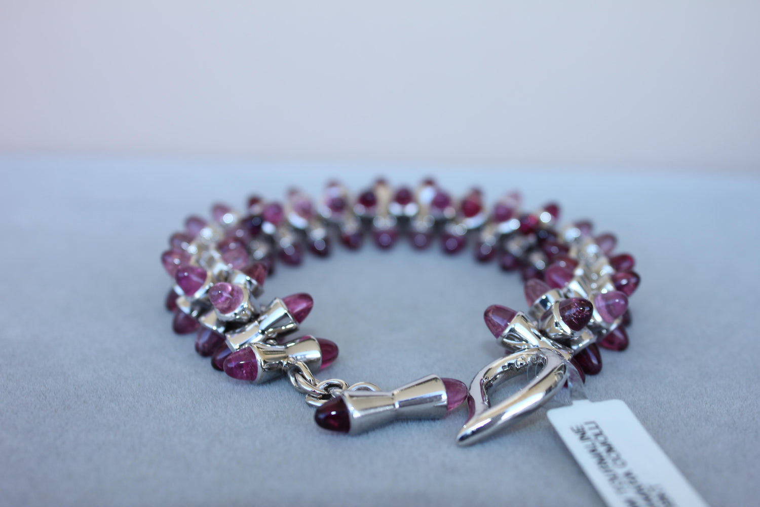 Tamara Commoli Pink Tourmaline Rubellite Mikado 18K White Gold Unique Bracelet