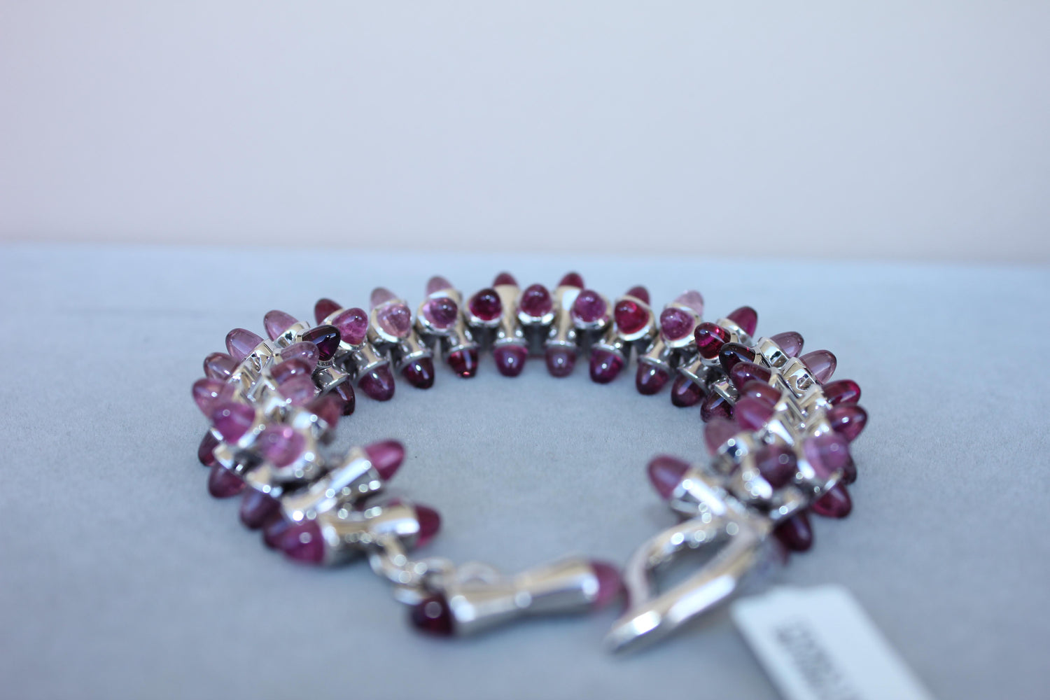 Tamara Commoli Pink Tourmaline Rubellite Mikado 18K White Gold Unique Bracelet