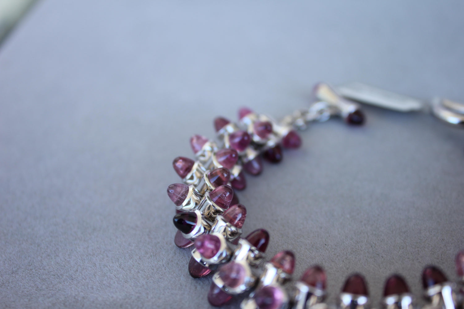 Tamara Commoli Pink Tourmaline Rubellite Mikado 18K White Gold Unique Bracelet