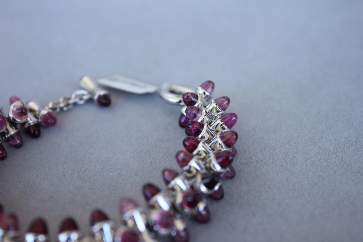 Tamara Commoli Pink Tourmaline Rubellite Mikado 18K White Gold Unique Bracelet