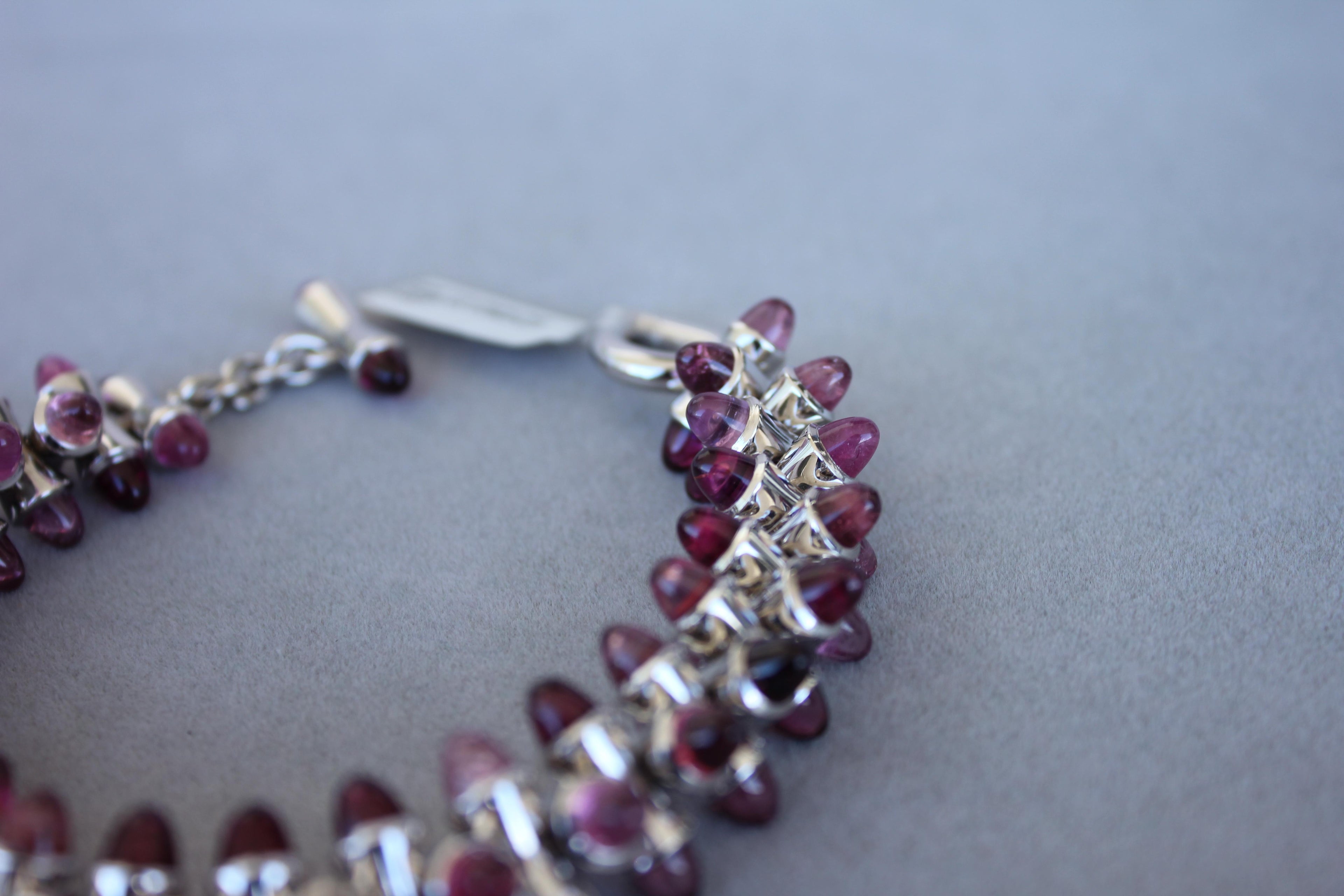 Tamara Commoli Pink Tourmaline Rubellite Mikado 18K White Gold Unique Bracelet