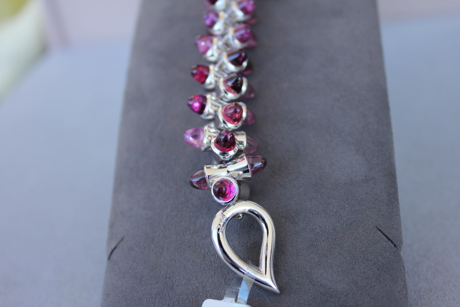 Tamara Commoli Pink Tourmaline Rubellite Mikado 18K White Gold Unique Bracelet
