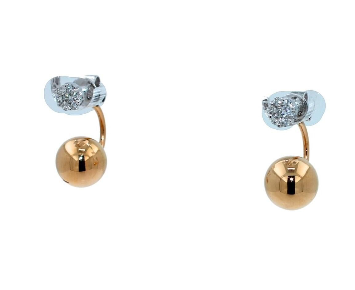 Illusion Set Pave Set White Diamonds Geometric Sphere Globes 18 Karat Yellow Gol