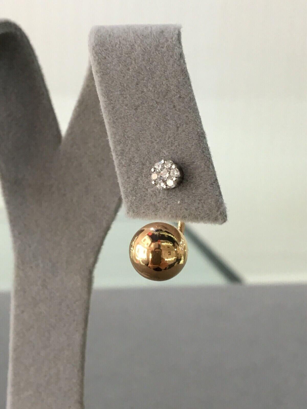 Illusion Set Pave Set White Diamonds Geometric Sphere Globes 18 Karat Yellow Gol
