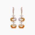 Jade Mixed Color & White Diamond 18K Rose Gold Drop Style Earrings