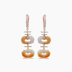 Jade Mixed Color & White Diamond 18K Rose Gold Drop Style Earrings