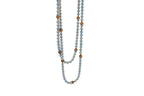 Japanese Akoya White Baby Pearl 18 Karat Rose Gold Diamond Long Bead Necklace