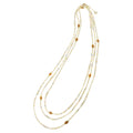 Japanese Akoya White Pearl Long 18 Karat Yellow Gold Pink Sapphire Bead Necklace