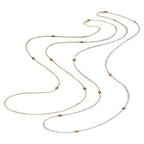 Japanese Akoya White Pearl Long 18 Karat Yellow Gold Pink Sapphire Bead Necklace