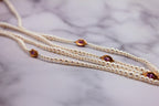 Japanese Akoya White Pearl Long 18 Karat Yellow Gold Pink Sapphire Bead Necklace
