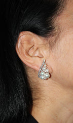 Japanese White Akoya Pearl 18K White Gold Luxury Grapes Crown Diamond Earrings