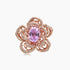 Pink Kunzite & White Diamond Pave Set Lilly Flower Floral 18K Rose Gold Ring