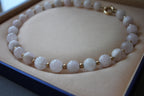 Light Pink Rose Quartz Round Circle Sphere Beads 14 Karat Yellow Gold Bead Short