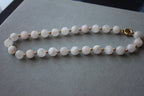 Light Pink Rose Quartz Round Circle Sphere Beads 14 Karat Yellow Gold Bead Short
