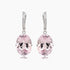 Pink Oval Shape Morganite White Diamond 18K White Gold Drop Style Earrings