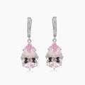 Pink Pear Drop Shape Morganite White Diamond 18K White Gold Drop Style Earrings