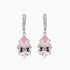 Pink Pear Drop Shape Morganite White Diamond 18K White Gold Drop Style Earrings
