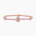 Pink Sapphire Multi-Color Sapphire & Diamond 18K Gold Four Leaf Clover Bracelet