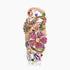 Pink Sapphire & Gemstone & Diamond Pave Hummingbird Flower Rose Gold Animal Ring