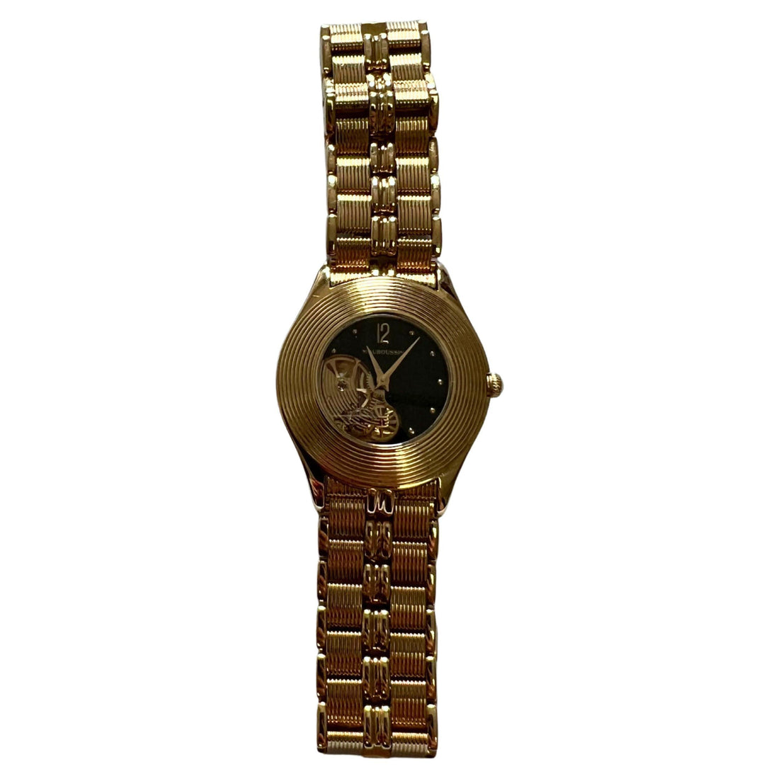 Mauboussin Black Dial 18 Karat Yellow Gold Vintage Watch