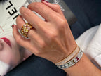 Modern Round Sapphires, Rubies & Diamonds Ring Set in 18K Yellow Gold
