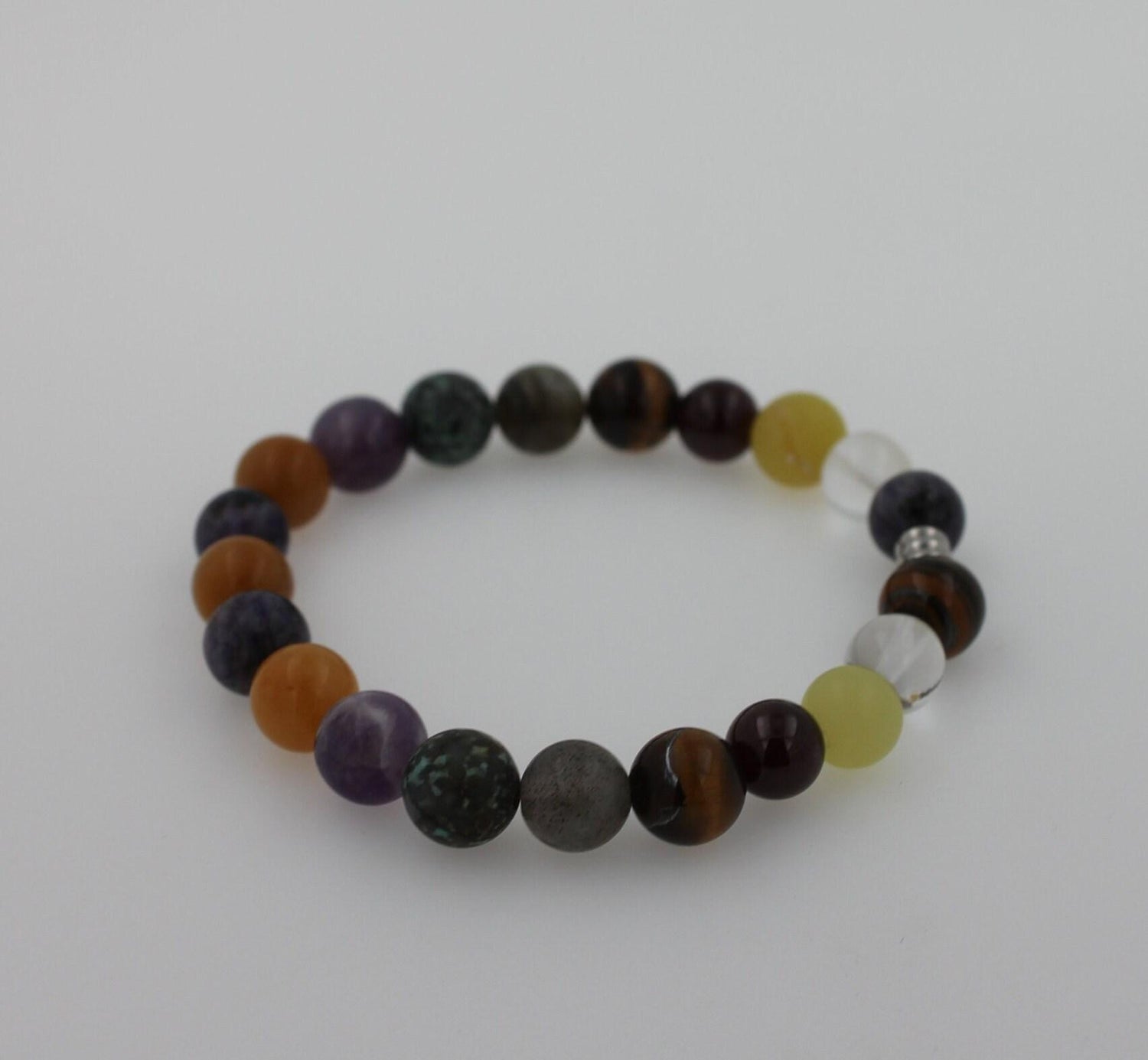 Multi Color Earth Gemstones Round Bead Stretchy Unique Statement Circle Beads Ch