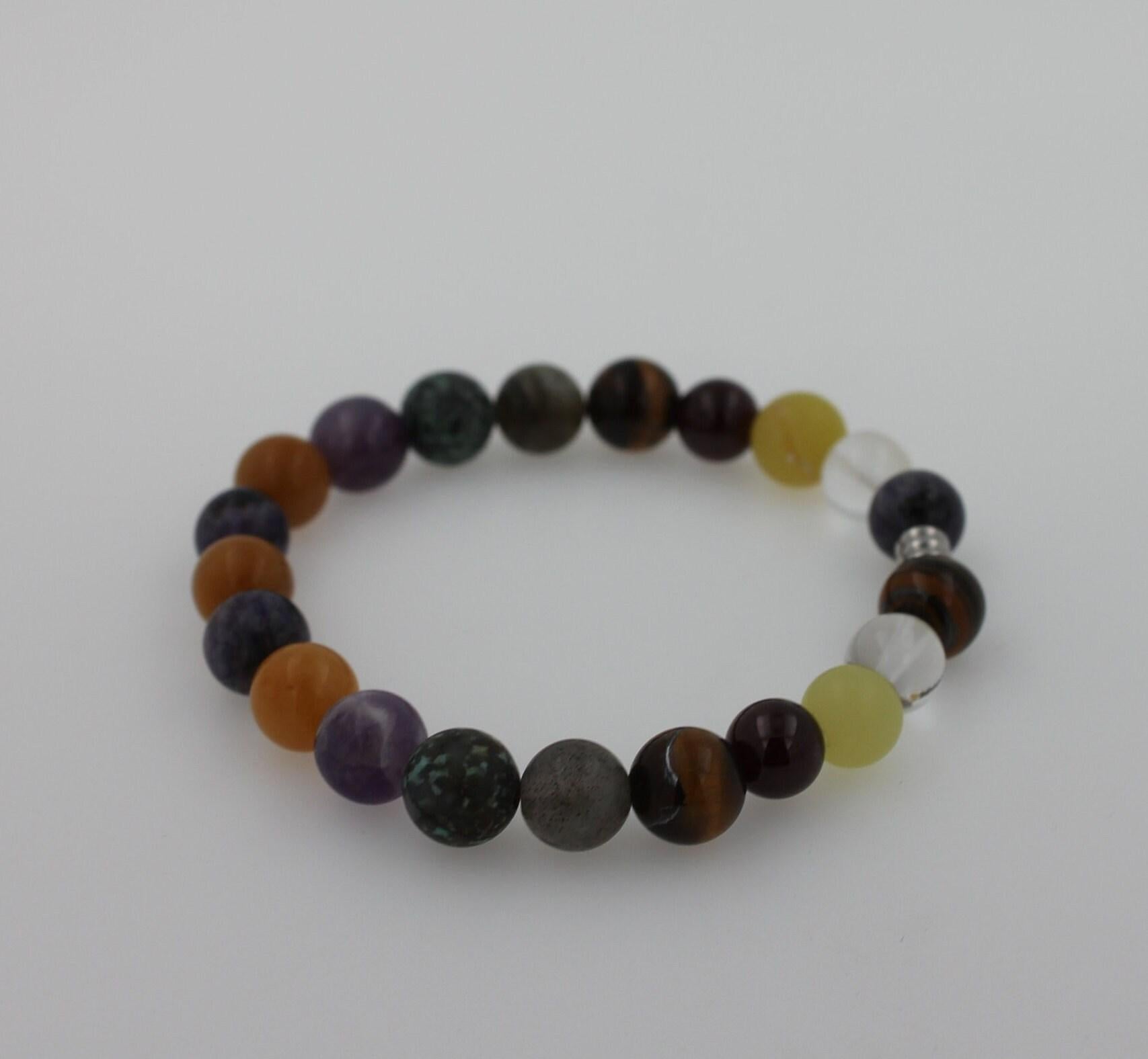 Multi Color Earth Gemstones Round Bead Stretchy Unique Statement Circle Beads Ch