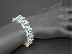 Multi Cushion Shape Blue Sapphire Diamond 18 Karat White Gold Tennis Bracelet
