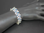 Multi Cushion Shape Blue Sapphire Diamond 18 Karat White Gold Tennis Bracelet