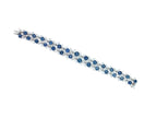 Multi Cushion Shape Blue Sapphire Diamond 18 Karat White Gold Tennis Bracelet