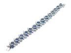 Multi Cushion Shape Blue Sapphire Diamond 18 Karat White Gold Tennis Bracelet