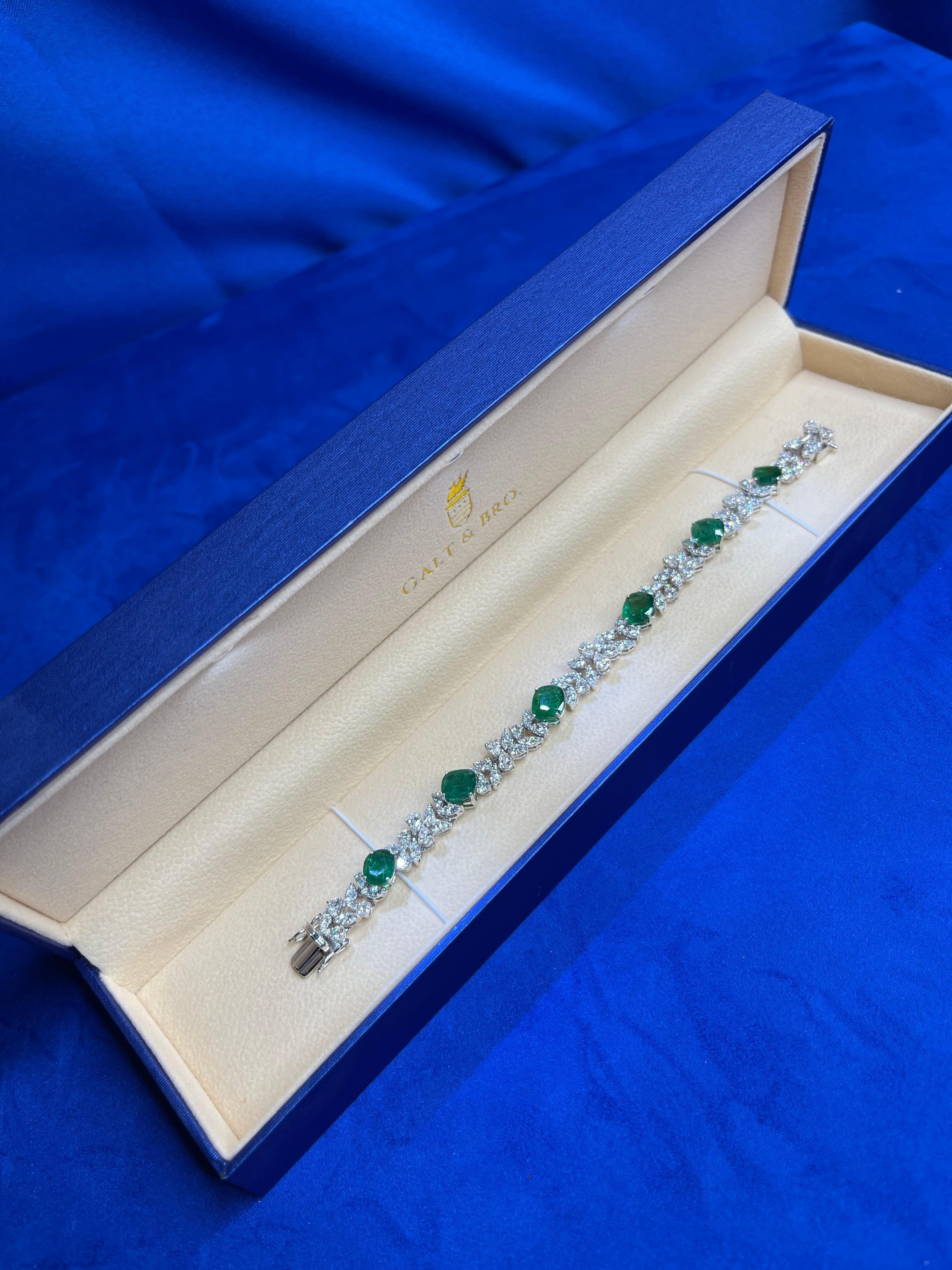 Multi Fancy Shape Green Emerald Diamond 18 Karat White Gold Tennis Bracelet