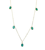 Multi Oval Shape Brilliant Cut Vivid Green Emeralds 14 Karat Yellow Gold Chain L