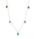 Multi Oval Shape Brilliant Cut Vivid Green Emeralds 14 Karat Yellow Gold Chain L