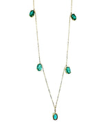 Multi Oval Shape Brilliant Cut Vivid Green Emeralds 14 Karat Yellow Gold Chain L