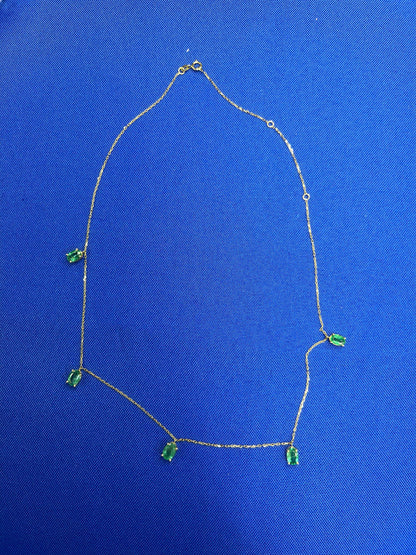 Multi Oval Shape Brilliant Cut Vivid Green Emeralds 14 Karat Yellow Gold Chain L