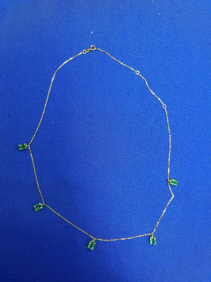 Multi Oval Shape Brilliant Cut Vivid Green Emeralds 14 Karat Yellow Gold Chain L