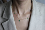 Multi Oval Shape Brilliant Cut Vivid Green Emeralds 14 Karat Yellow Gold Chain L