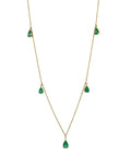 Multi Pear Water Drop Shape Brilliant Cut Vivid Green Emeralds 14 Karat Yellow G