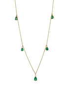 Multi Pear Water Drop Shape Brilliant Cut Vivid Green Emeralds 14 Karat Yellow G