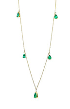 Multi Pear Water Drop Shape Brilliant Cut Vivid Green Emeralds 14 Karat Yellow G