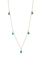 Multi Pear Water Drop Shape Brilliant Cut Vivid Green Emeralds 14 Karat Yellow G