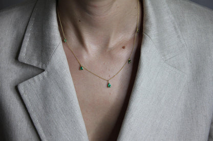 Multi Pear Water Drop Shape Brilliant Cut Vivid Green Emeralds 14 Karat Yellow G