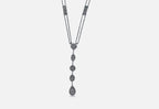 Multi Shape Halo Pave Diamond 18 Karat White Gold Pendant Drop Lariat Necklace