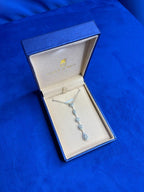 Multi Shape Halo Pave Diamond 18 Karat White Gold Pendant Drop Lariat Necklace