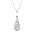 Diamond Art Deco Style 14K White Gold Chandelier Motif Pendant Necklace