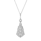 Diamond Art Deco Style 14K White Gold Chandelier Motif Pendant Necklace