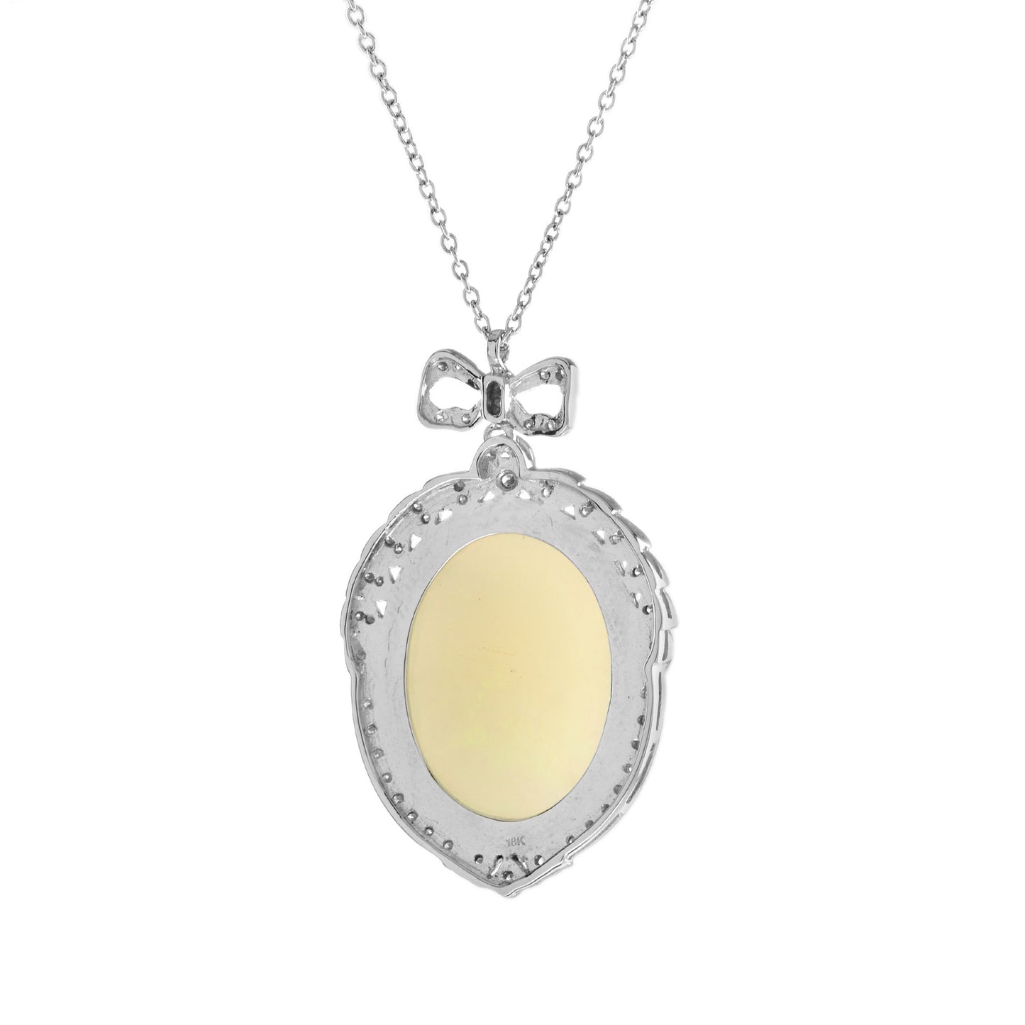 edwardian style 15.39 ethiopian opal & diamond 18k white gold vintage necklace